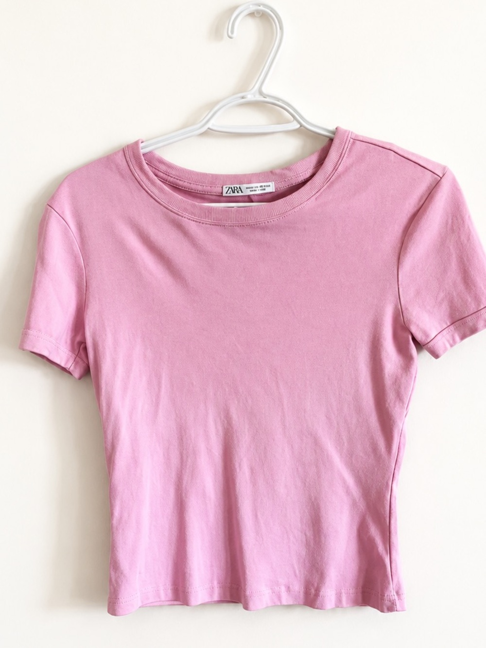 Zara Light Pink 100% cotton Short Sleeve Crewneck Tee
